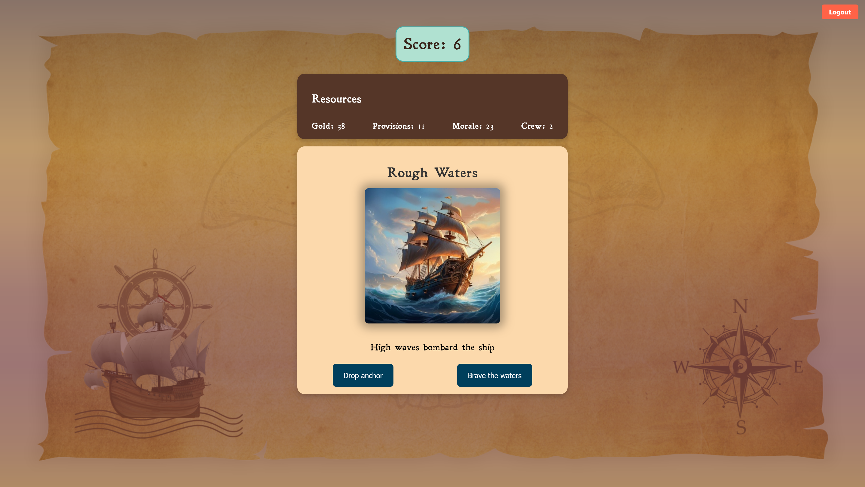 screenshot of pirates game project web page