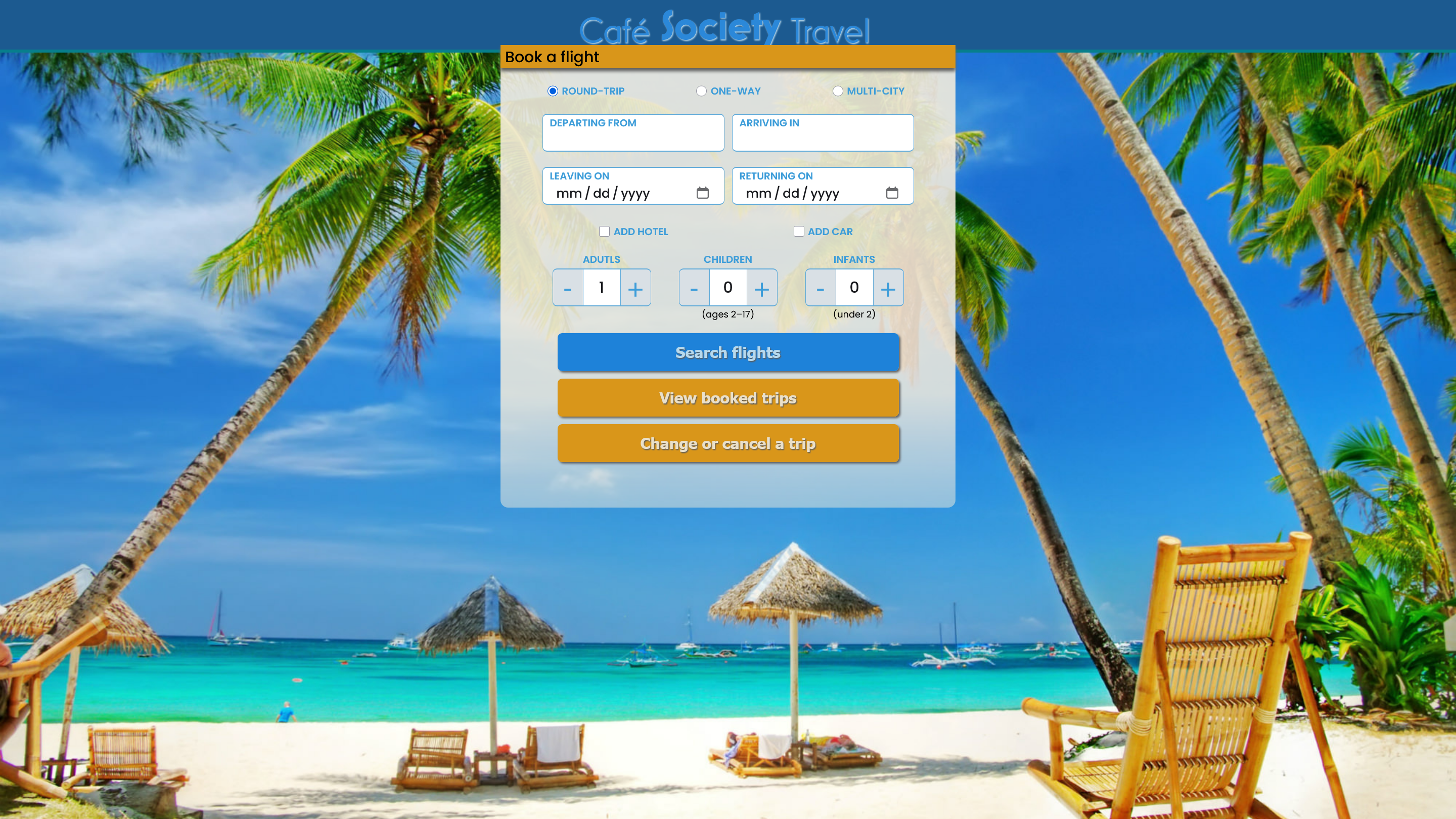 screenshot of travel project web page
